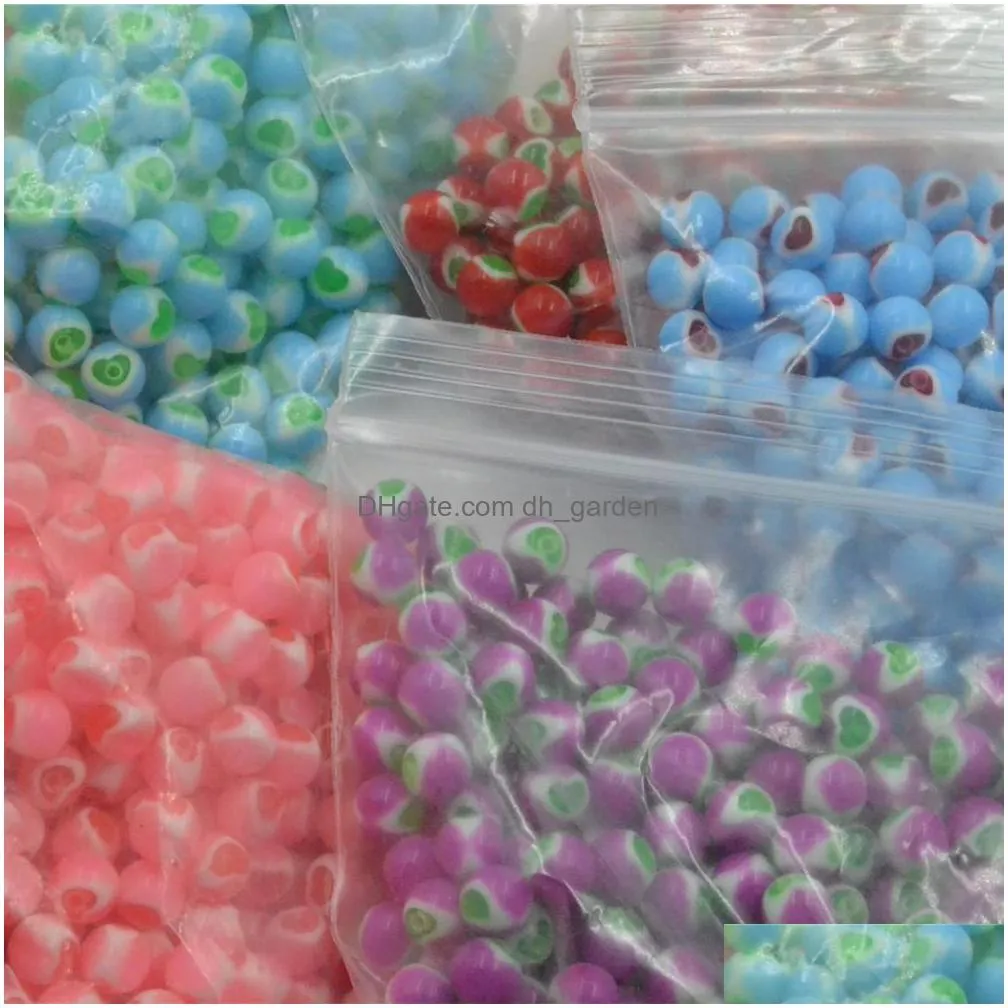 500pcs/lot piercing jewelry - colorful heart acrylic balls one hole replacement tongue/navel/nipple body piercing 1.6gx6mm