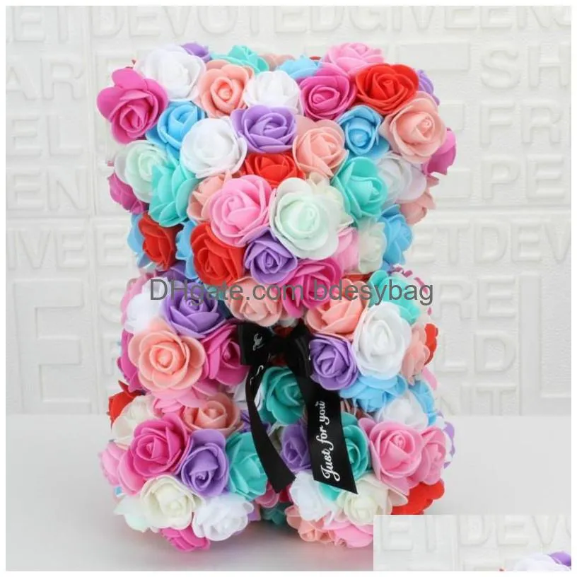 romantic valentine`s day creative eternal flower rose bear christmas gift hug wedding decoration