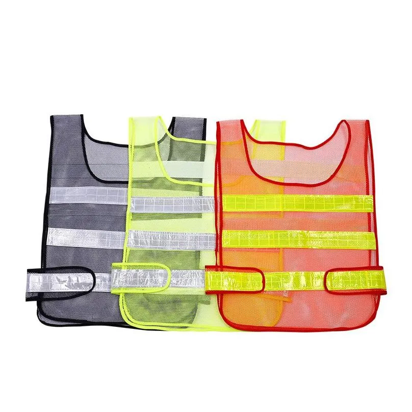 wholesale 3 Colors Reflective Safety Supply Reflective Vest Hollow Grid Vest High Visibility Warning Construction Traffic Work Safety Clothes