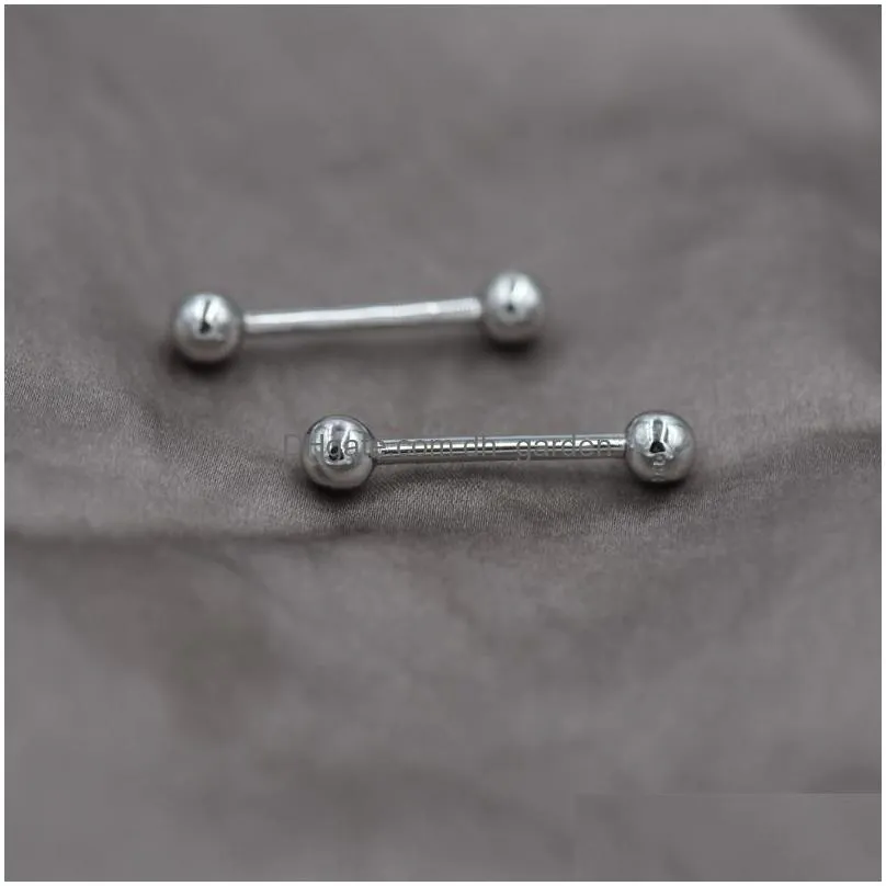 5pcs/lot 925 sterling silver tongue ring eyebrow nipple barbell piercing bar body jewelry