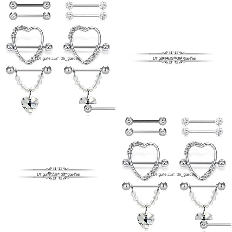 14g rings ring heart cz rings chain dangle nipple barbell straight tongue piercing kit for