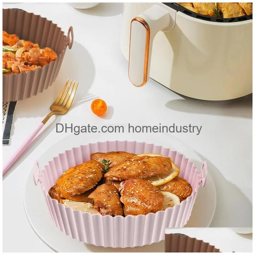 Air Fryer Basket Pot Tray Liner Silicone For Oven Accessories Kitchen Novel  Shape Mold Pastry Bakeware Reusable Pan Baking
