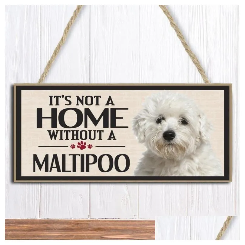 rectangle wooden decoration hanging board dog pet decor door sign plaque home accessories ornament 16 styles for choose