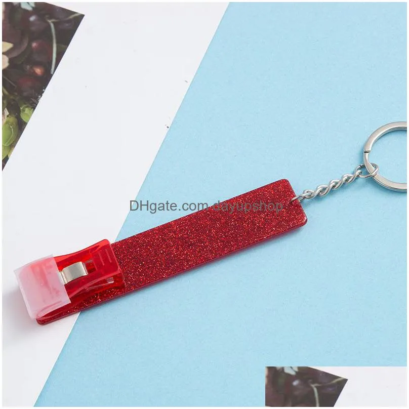 credit card puller cartoon pattern card grabber keychain long nails acrylic atm card for key chains pendant accessories