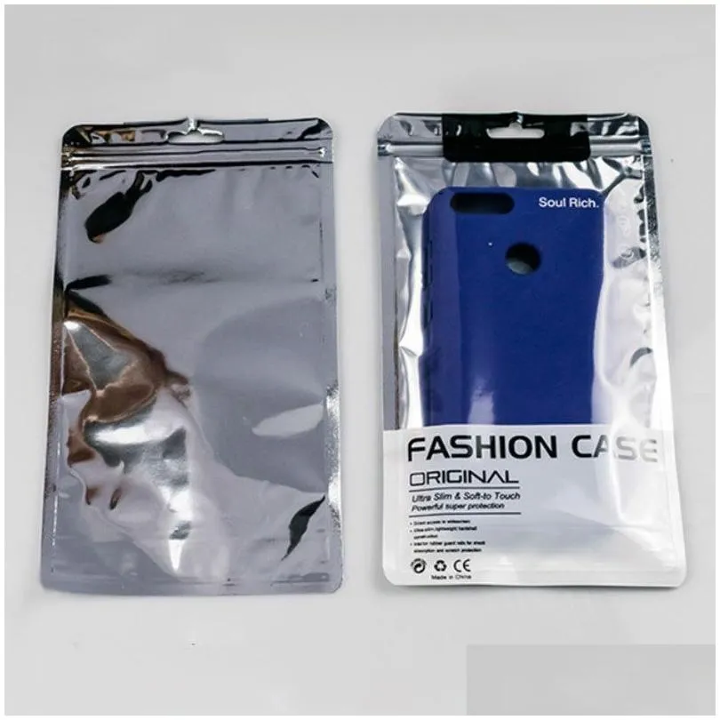 wholesale Universal 12*21cm Plastic Zipper Black White Blue Retail Packaging Bag Cell Phone Case Bag For 4.7 to 5.5 inch Case Cover Shell Display