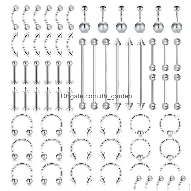 body nose lip tongue eyebrow piercing ear cartilage spiral earrings navel ring industrial barbell