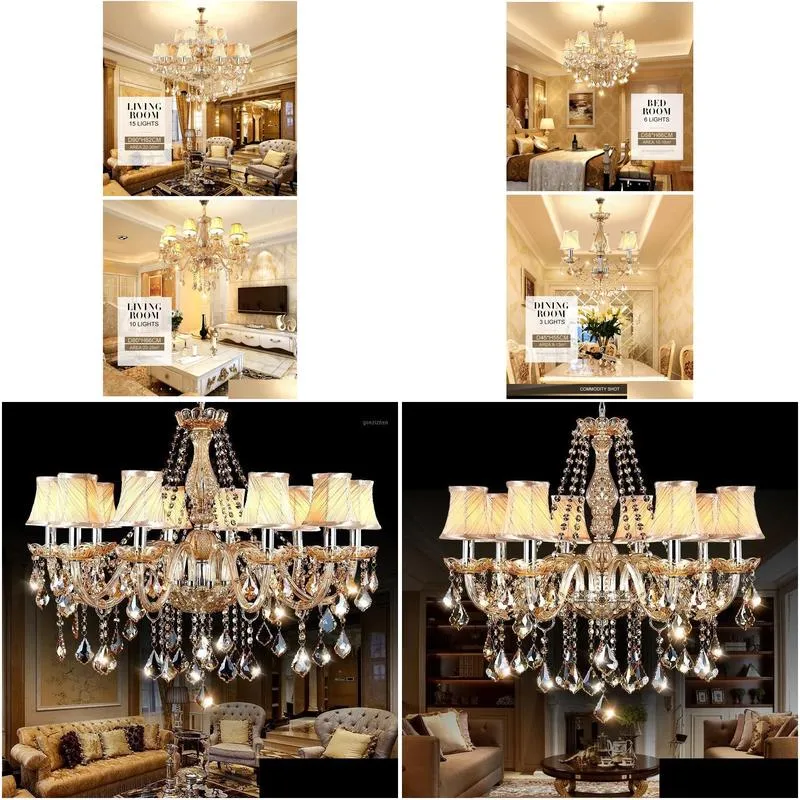 chandeliers modern led amber crystal chandelier lights for living room light ceiling fixture indoor pendant lamp with lampshade