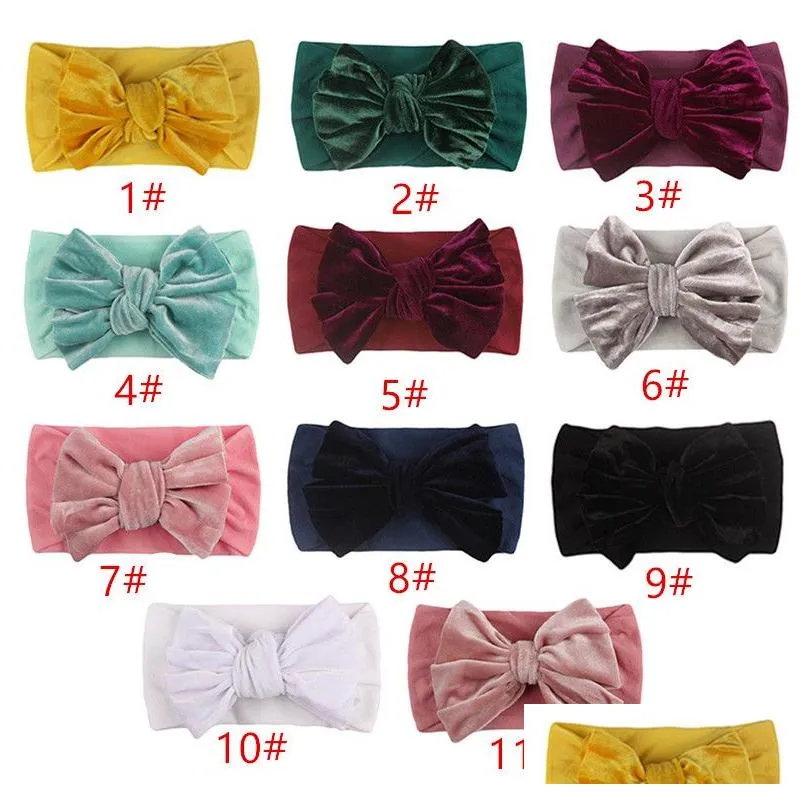  est baby headband flannelette hairwrap big bow wide hair band velvet kid hair accessory turban knot wide head wrap