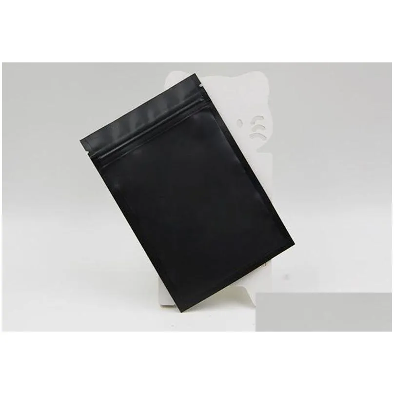 500pcs 8X12CM 10*15cm black color Metallic Mylar Food Storage Bags Flat Bottom Black Aluminum Foil Small Zipper Plastic Bags