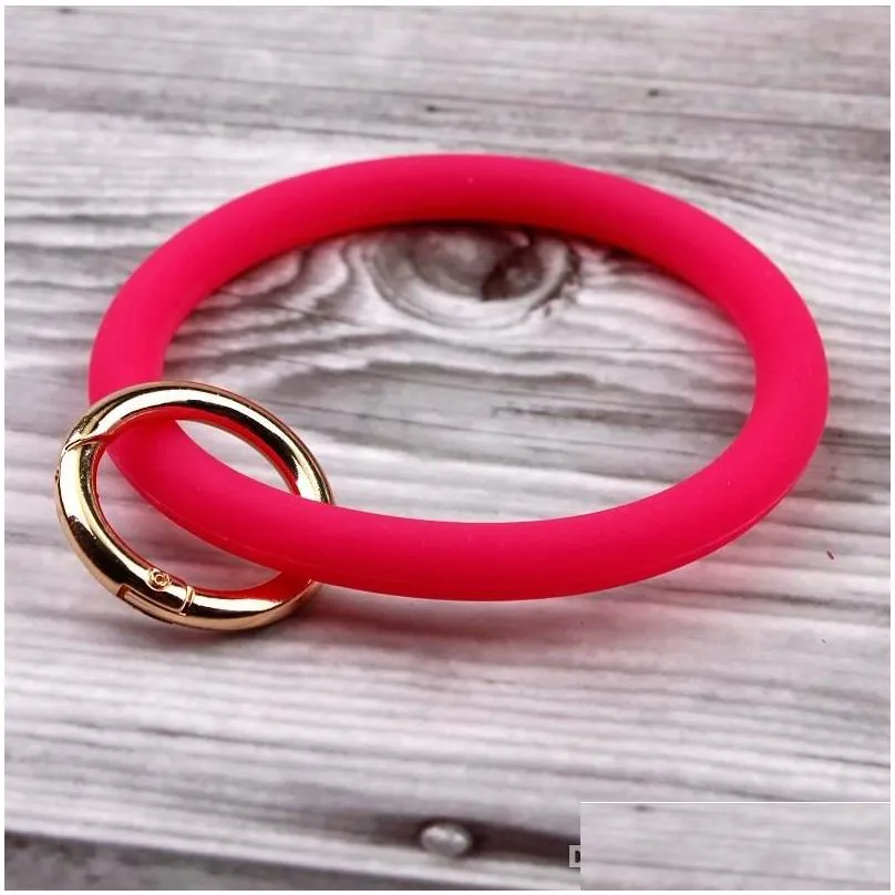 silicone o key chain big o ring keychain custom circle wristlet keychain wholesale for women key wrist strap o key ring