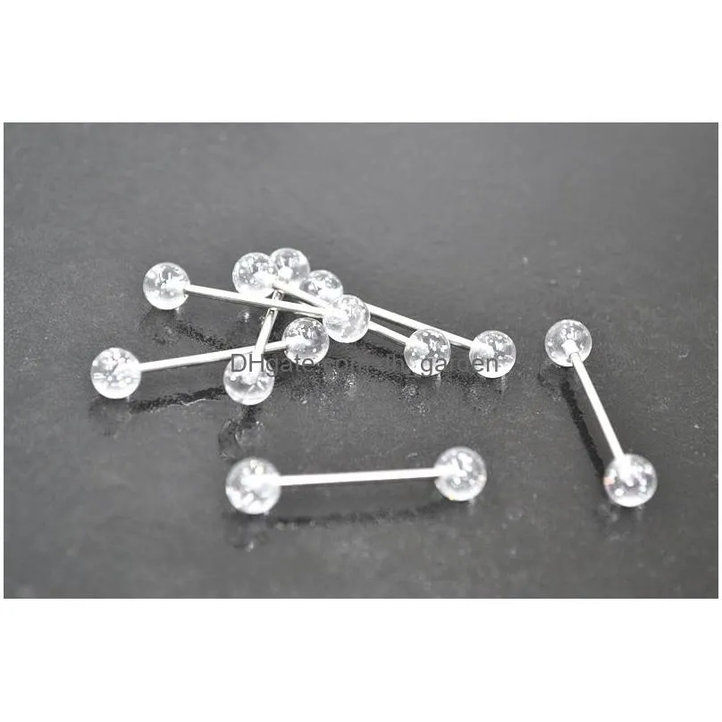50pcs body jewelry - uv glitter balls tongue/nipple ring barbells retainer sleeping piercing bar