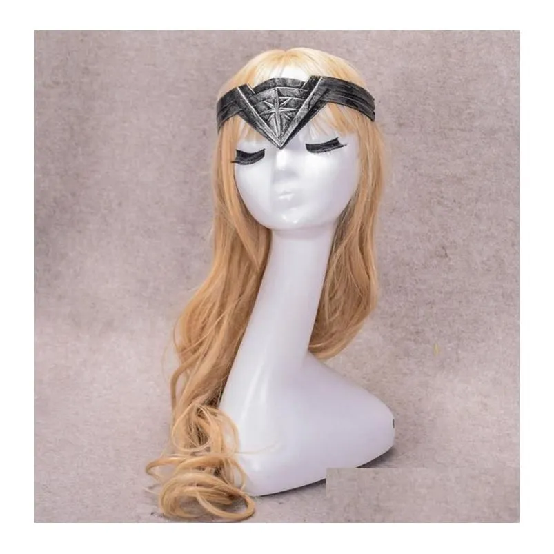 christmas wonder woman headband tiara crown headdress cosplay headwear comic costume props prop gold silver party event favor