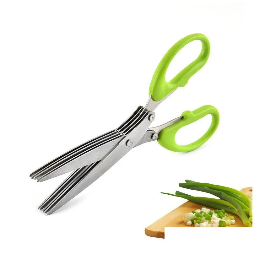 Stainless Steel 5 Layers Kitchen Scissor Cooking Tools Accessories Knives Sushi Shredded Scallion Onion Cut Herb 5-Layer Spices Scissors