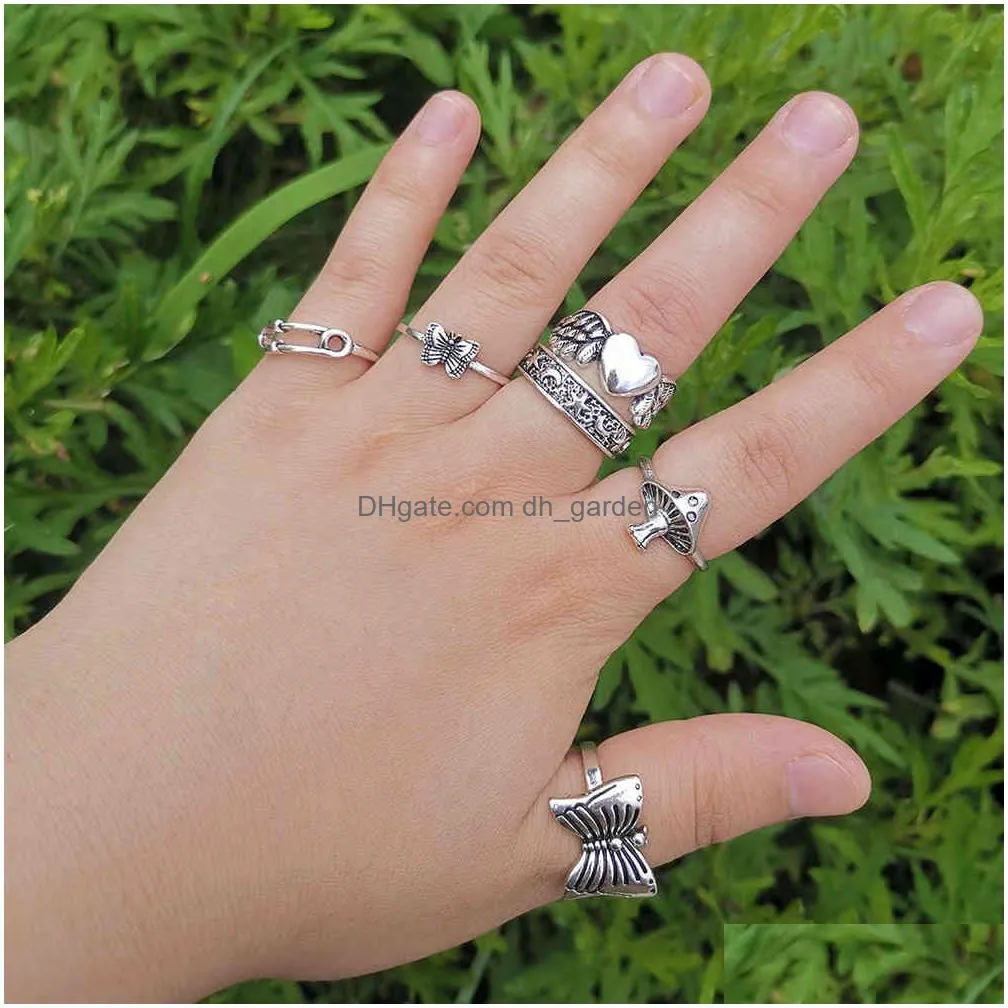 lost lady stylish skull heart flower angel for women hip hop exaggerated silver color finger rings whole jewelry