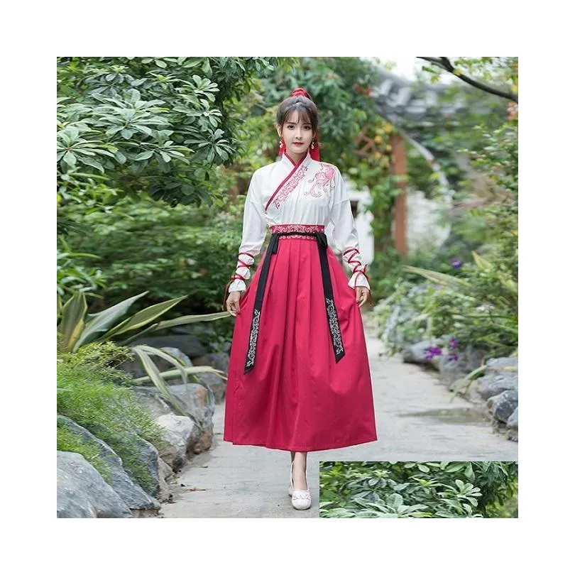 Stage Wear Unisex Chinese Folk Dance Costume Elegant Hanfu For Women Mens Classical Traditional Ancient Clothes DWY13301