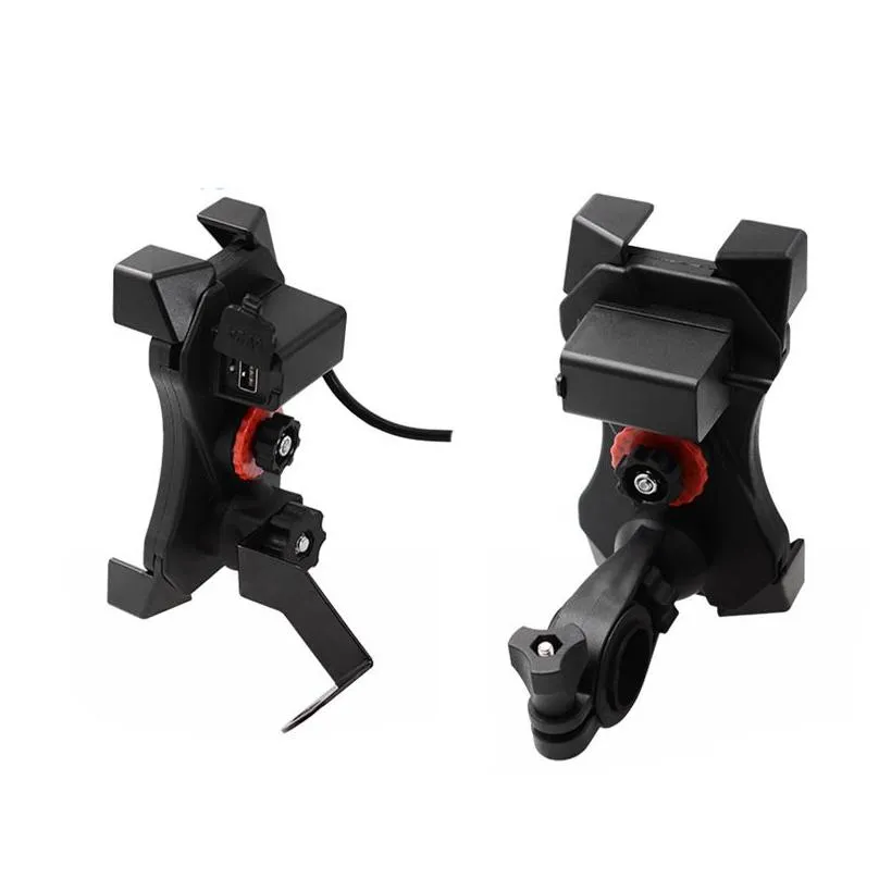 motorcycle cell phone mount holder adjustable 2a usb  mobile phones bracket handlebar bicycle universal accessories