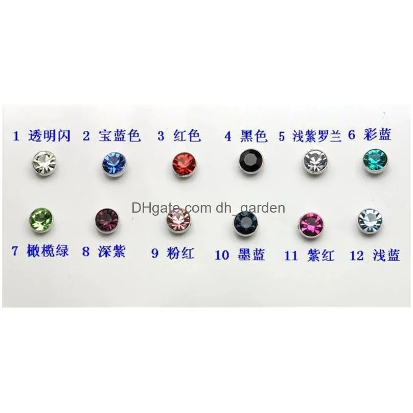 whole 12colors dumbbell tongue rings 120pcs crystal stone fake plug cheater earring body jewelry