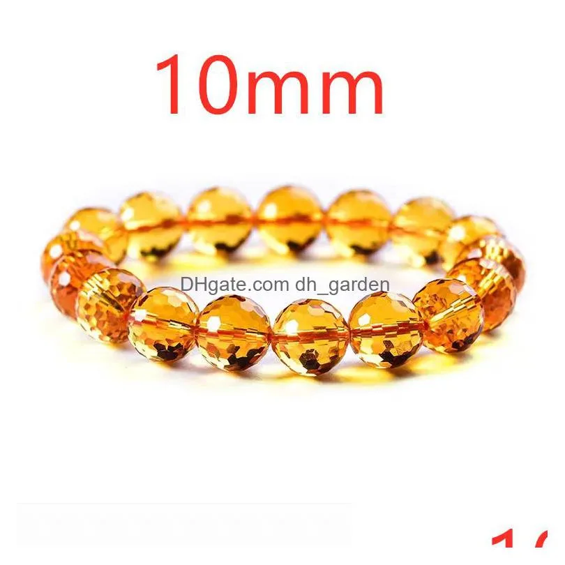 genuine natural yellow citrine clear round beads cut bracelet women men crystal gemstone wealthy 8mm 10mm 12mm gift aaaaa