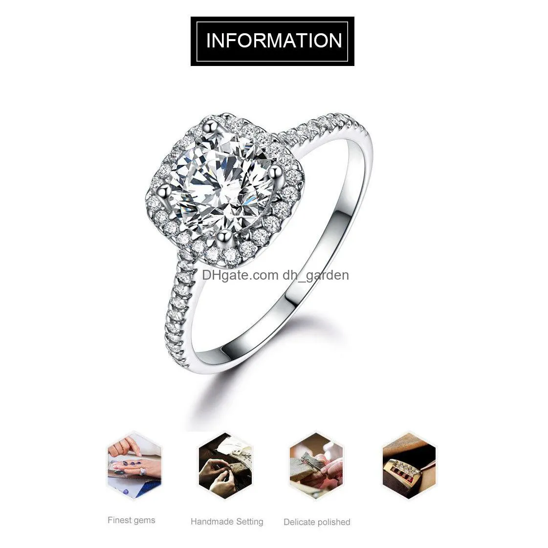 umcho silver 925 luxury bridal round cubic zircon rings for women solitaire engagement wedding party gift fine jewelry