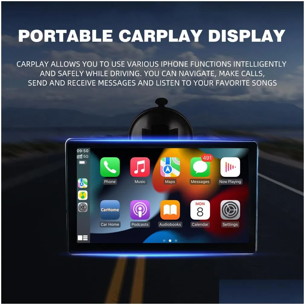 universal 7 inch car video wireless carplay map navigator android auto ips screen portable display navigation reversing video mirror link