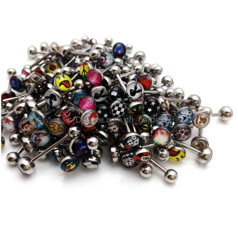 30pcs fashion women body piercings 316l stainless steel mix s barbell tongue ring piercing jewelry t0004