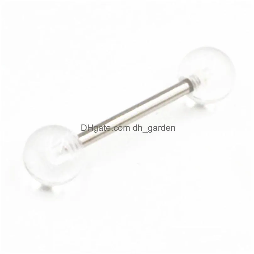 50pcs acrylic ball tongue/ nipple ring barbells bar 14g~1.6mm retainers body piercing jewelry 14gx16mmx6mm/6mm