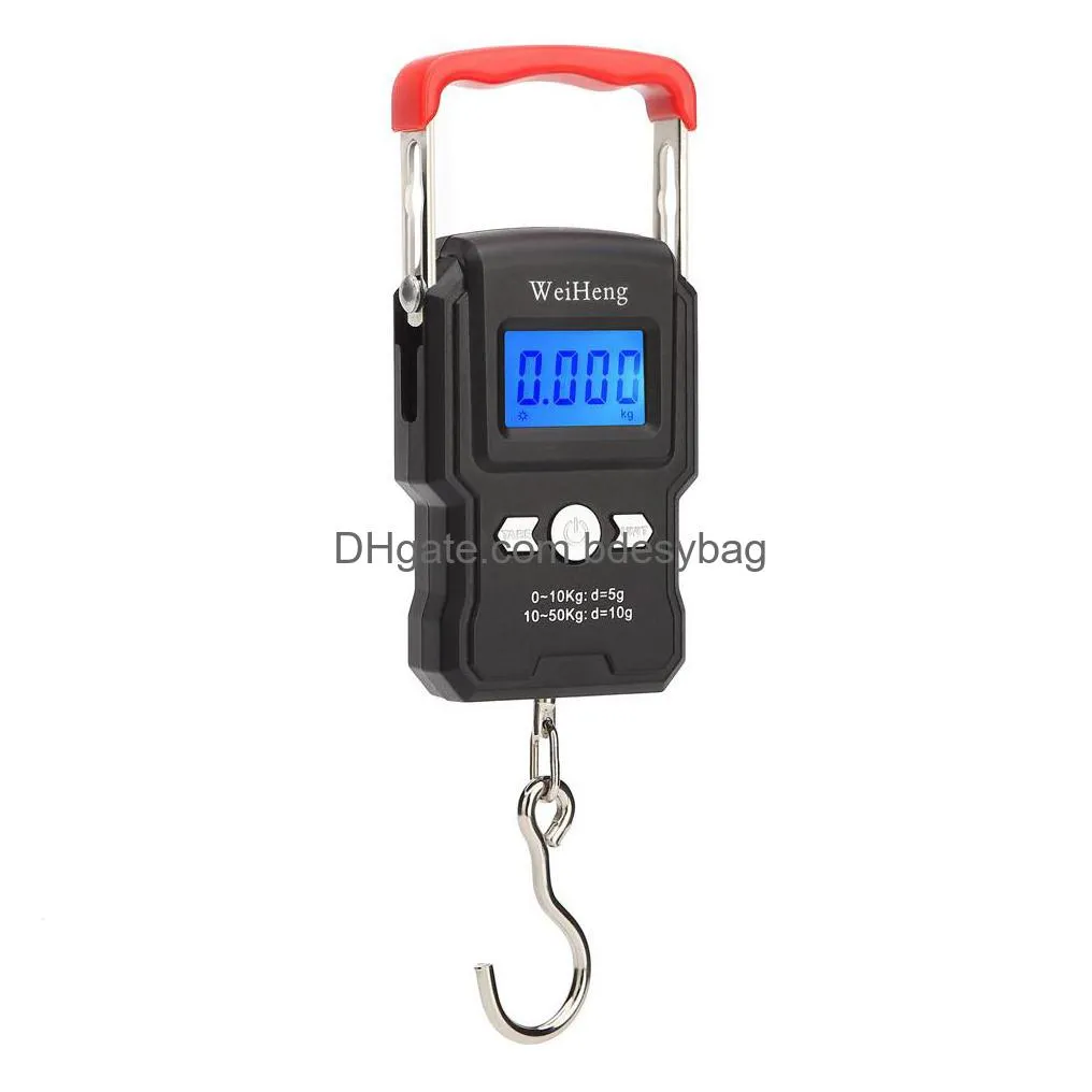50kg/55kg 5g/10g lcd digital display mini electronic weighing scale hanging hook scale double accuracy for fishing outdoo travel