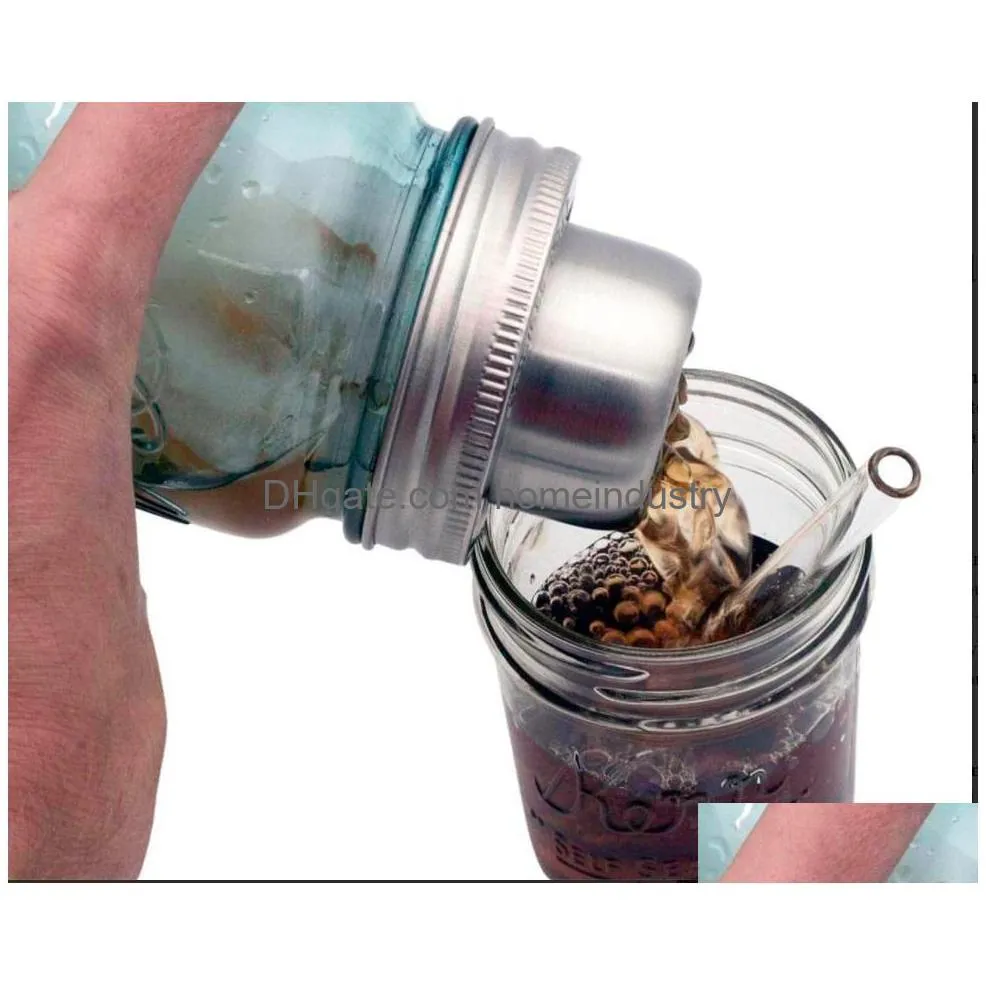 new mason jar shaker lids stainless steel cover for regular mouth canning jars rust proof cocktail shaker dry rub 70mm