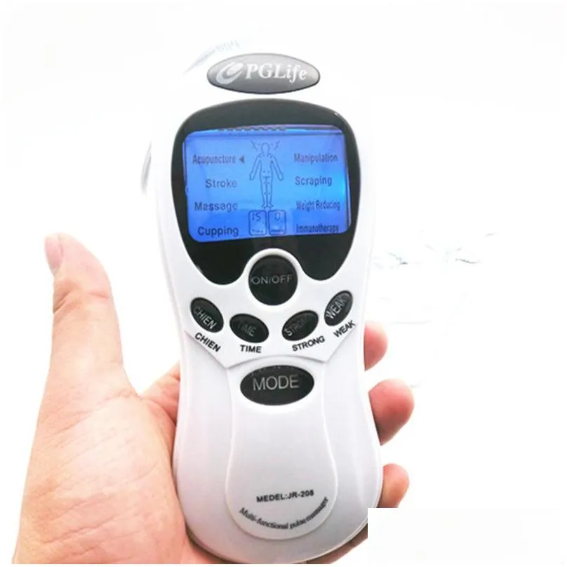 Health Care Tool Two Output Electric TENS Therapy Massager Relax Muscle Electro Stimulator + 8 Gel  Pads