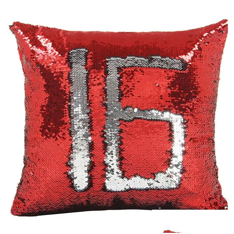 15pcs! Mermaid Sequin Pillowcase multicolor Magical Color Changing Throw Pillow Cover Bright Pillowcase Back Cushion Cover Hot sale