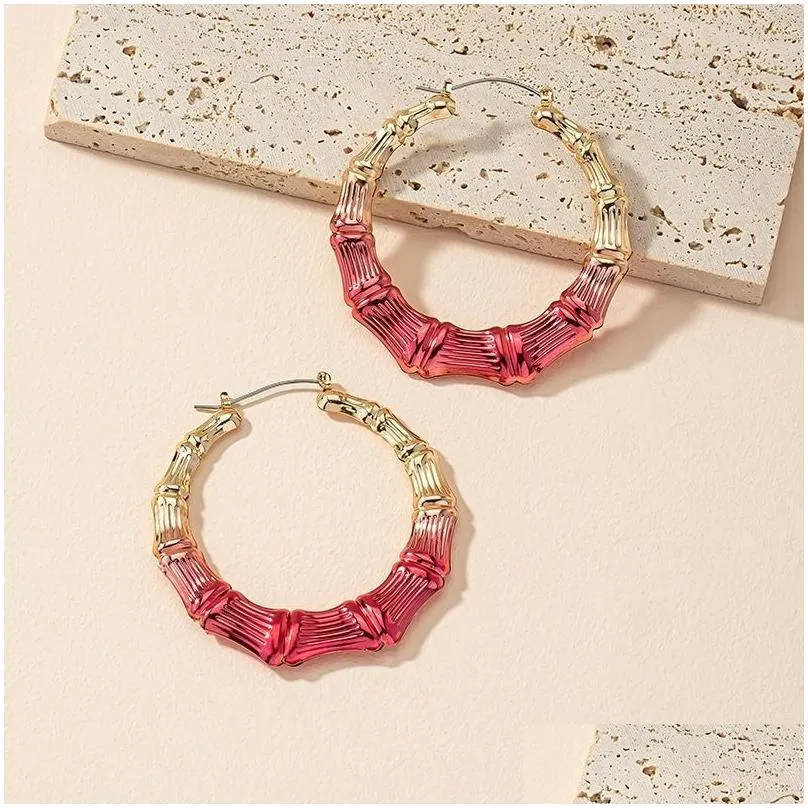 love colored large earring earrings european and american style exaggerated temperament sweet and cool bamboo knot ear jewelry