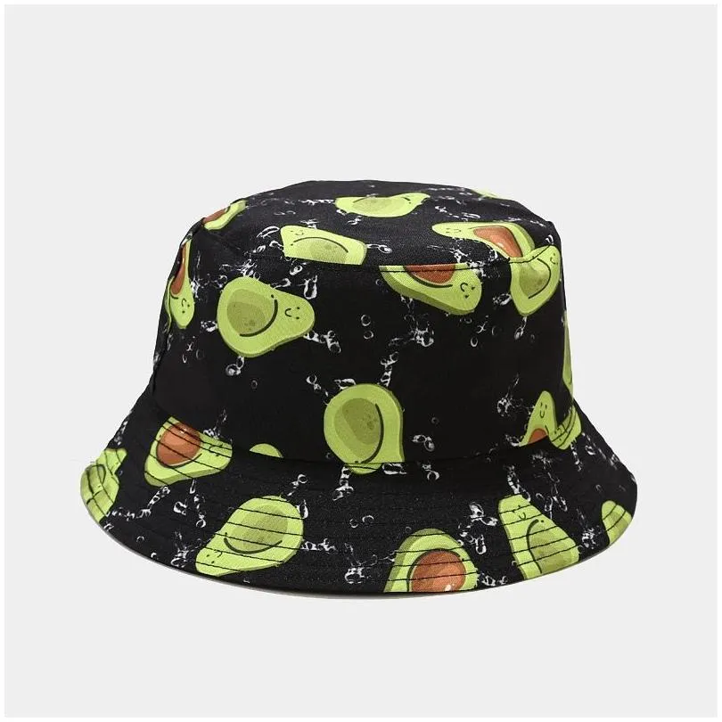 panama bucket hat fruit avocado printed beach sun hats for women men summer hiking fishing sports female cap