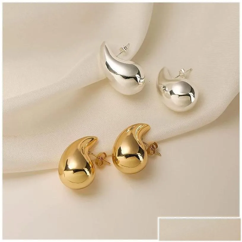 stud trendy italy hollow stainless steel hypoallergenic 18k gold plated bottega tear drop waterdrop earrings for women girl