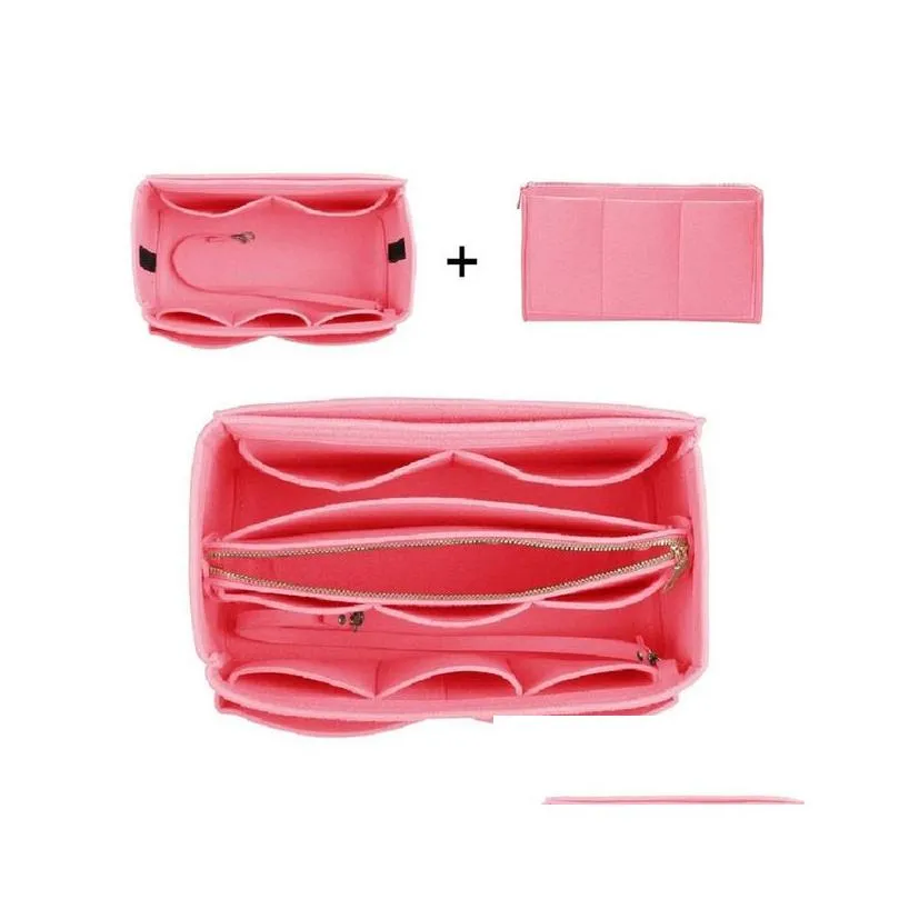 brand make up organizer felt insert bag for handbag travel inner purse portable cosmetic bags fit various brand bags.