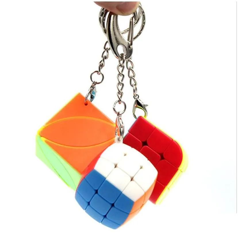 decompression toy small steamed bread cube leaves three bodies key chain pendant mini keychain cubes 3x3 speed puzzle toys