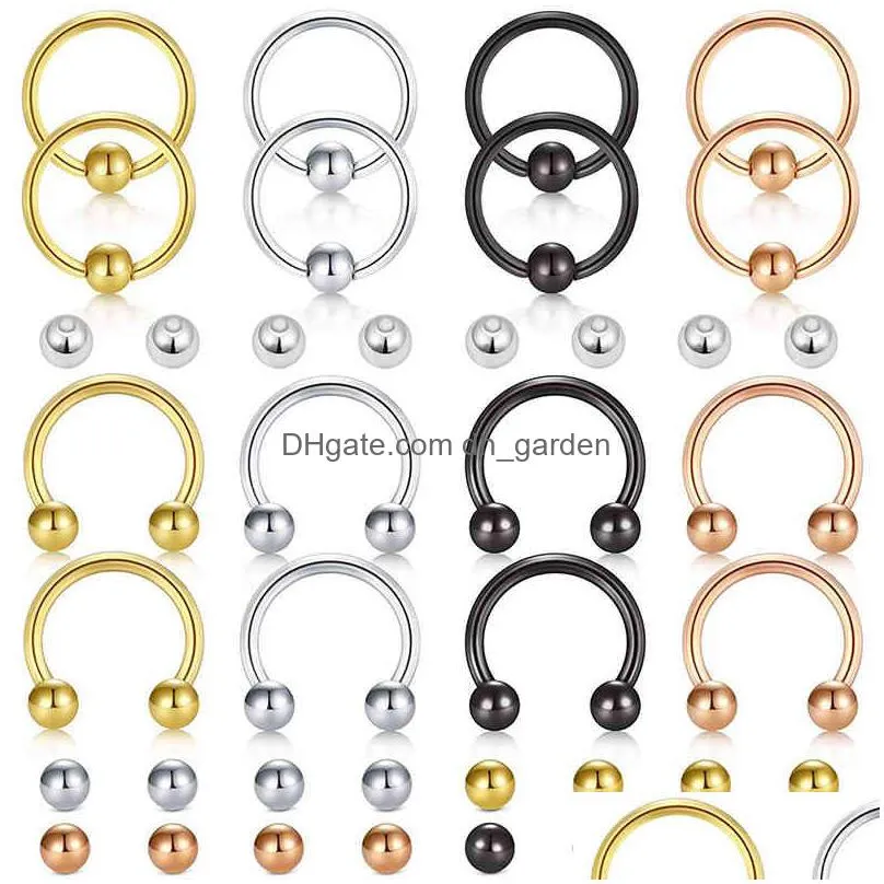 14g captive bead cartilage earrings & horseshoe separate nose ring lip hair tongue spiral perforated tape replacement ball