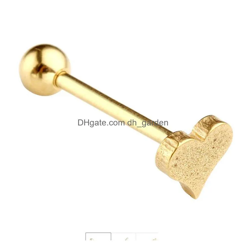 100pcs glitter heart tongue/ nipple ring barbells straight bar 14g~1.6mmx16mm body piercing jewelry