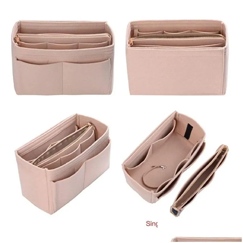 brand make up organizer felt insert bag for handbag travel inner purse portable cosmetic bags fit various brand bags.