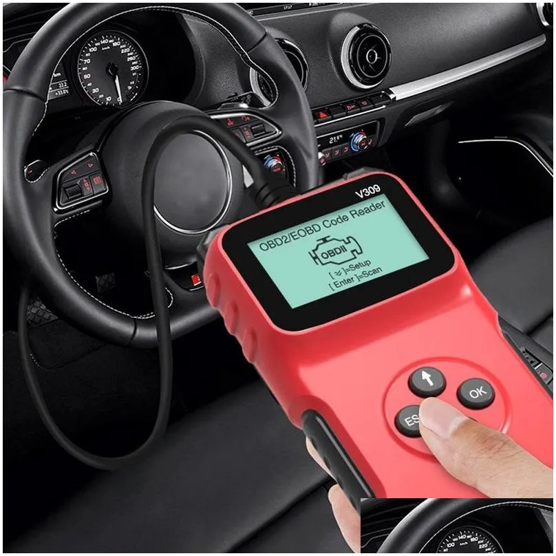 v309 obd2 diagnostic tool car code reader scanner lcd display check engine fault interface scanners auto accessories