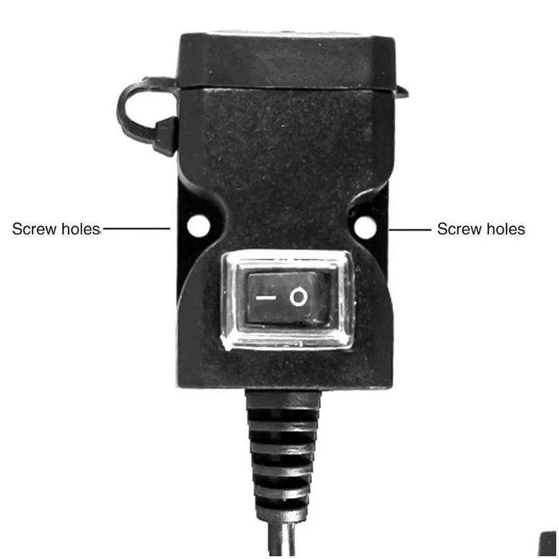 dual usb port 12v waterproof motorcycle handlebar  5v 1a/2.1a adapter power supply socket for phone