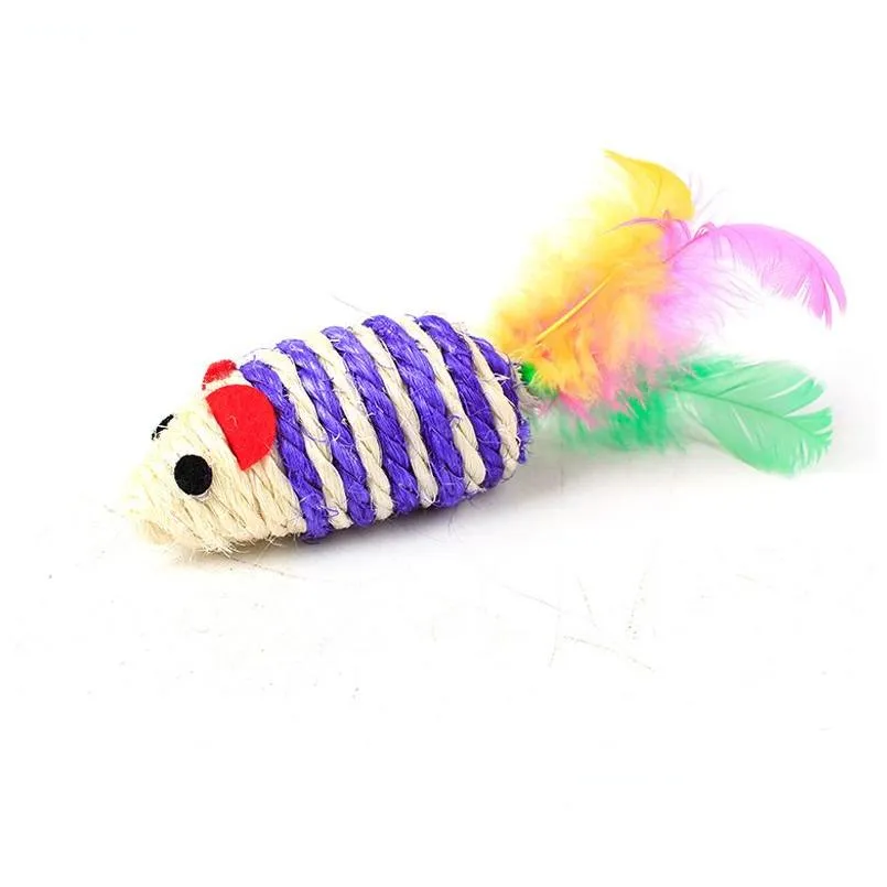 Mice Cat Toys Cute Fun Sisal Mouse Cat Toy Cat Chew Interactive Toys Pet Rope Mouse Toy Playing Toy Kitten Teaser Toys