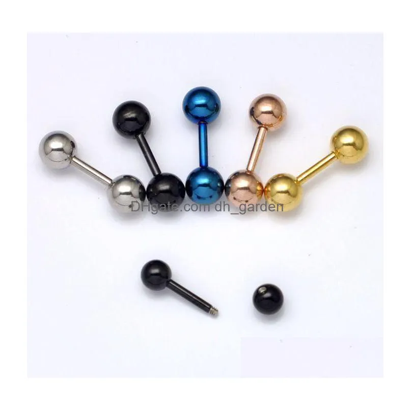 345mm ball 3 sizes 5 90pcs body piercing jewelry mix lots tongue rings anodized colors