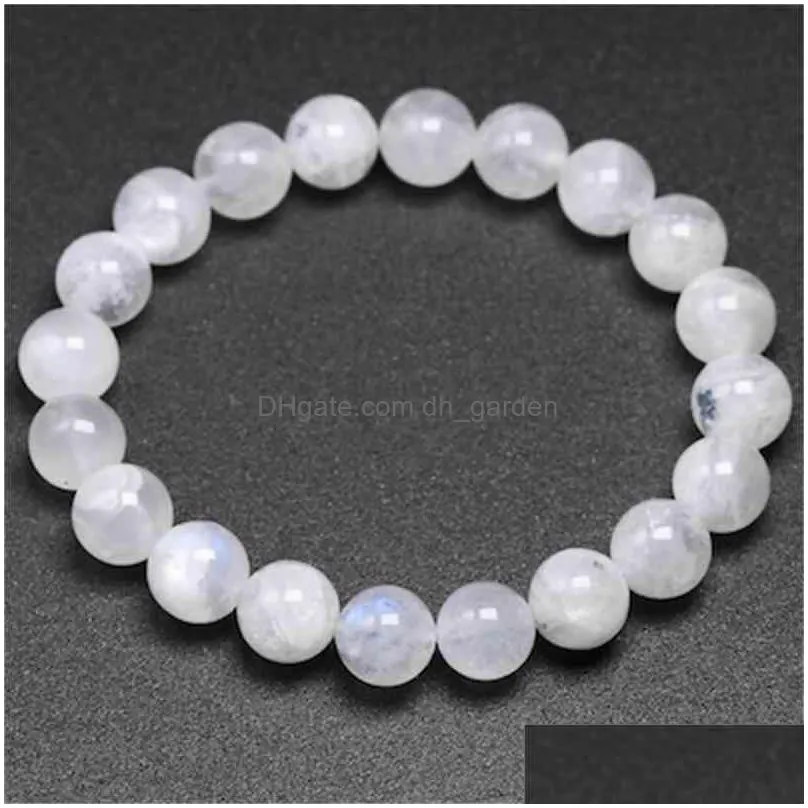 natural rainbow moonstone women bangles blue light bracelets for men round energy stone beads handmade jewellery gift