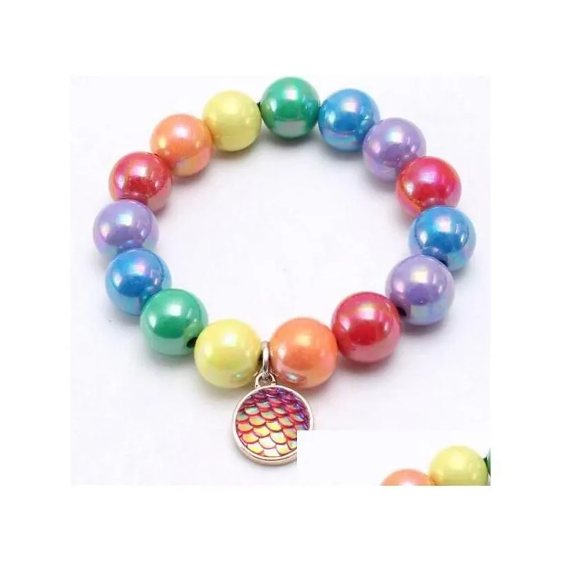 jewelry ins 12 styles kids bracelet colorf beads mermaid heart circle charms cute design princess for girl drop delivery baby matern