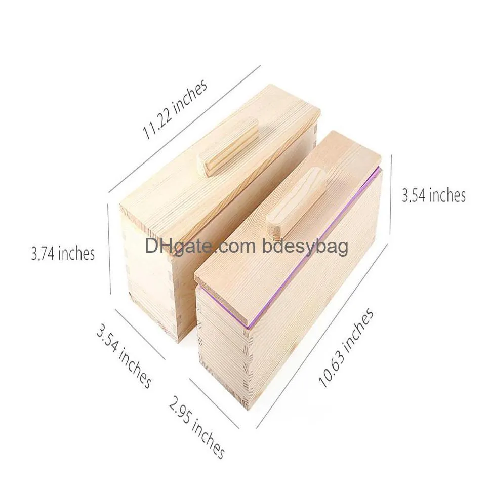 high-quality non-toxic 900g and 1200g rectangular solid diy handmade silicone liner soap crafts mold wooden box with cover lid