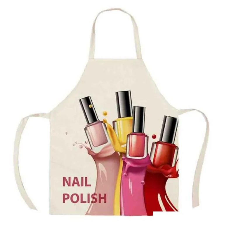 cartoon cute nail polish cotton and linen apron kitchen household cooking cleaning tools table skirt