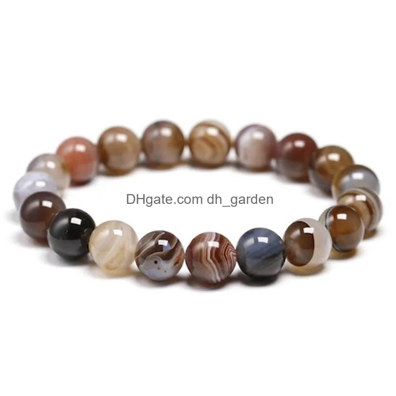 natural botswana agate stone 6 8 10mm round gemstone beads bracelet for women and men elastic strand bracelets unisex jewellry