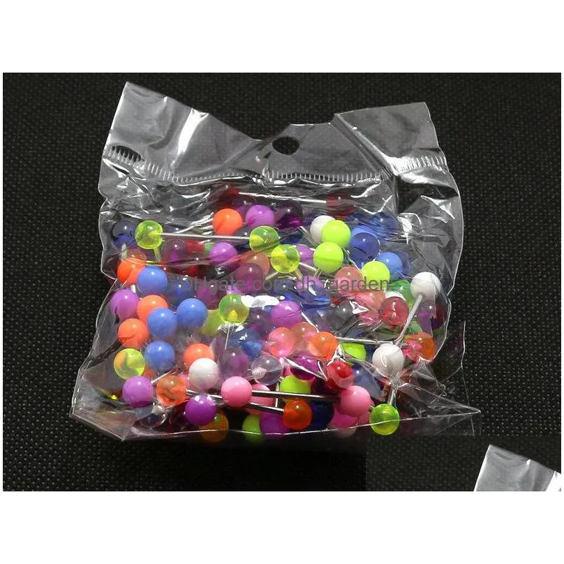 tongue rings mix colors 100pcs body piercing jewelry stainless steel barbell acrylic 6mm ball earring