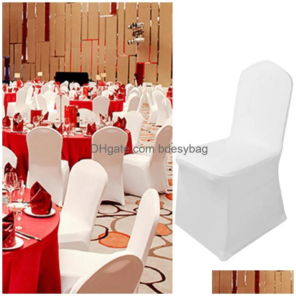 1pcs universal wedding white chair cover for reataurant banquet el dining party lycra polyester spandex #10