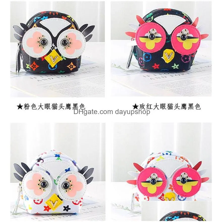 cute owl keychains designer animal fur chick car keyring chain charms leather coin cards keys holder purse zipper pocket bag pendant